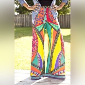 Flying Tomato yahada Wide-Leg Printed Pants size small waist 14-17 length 40